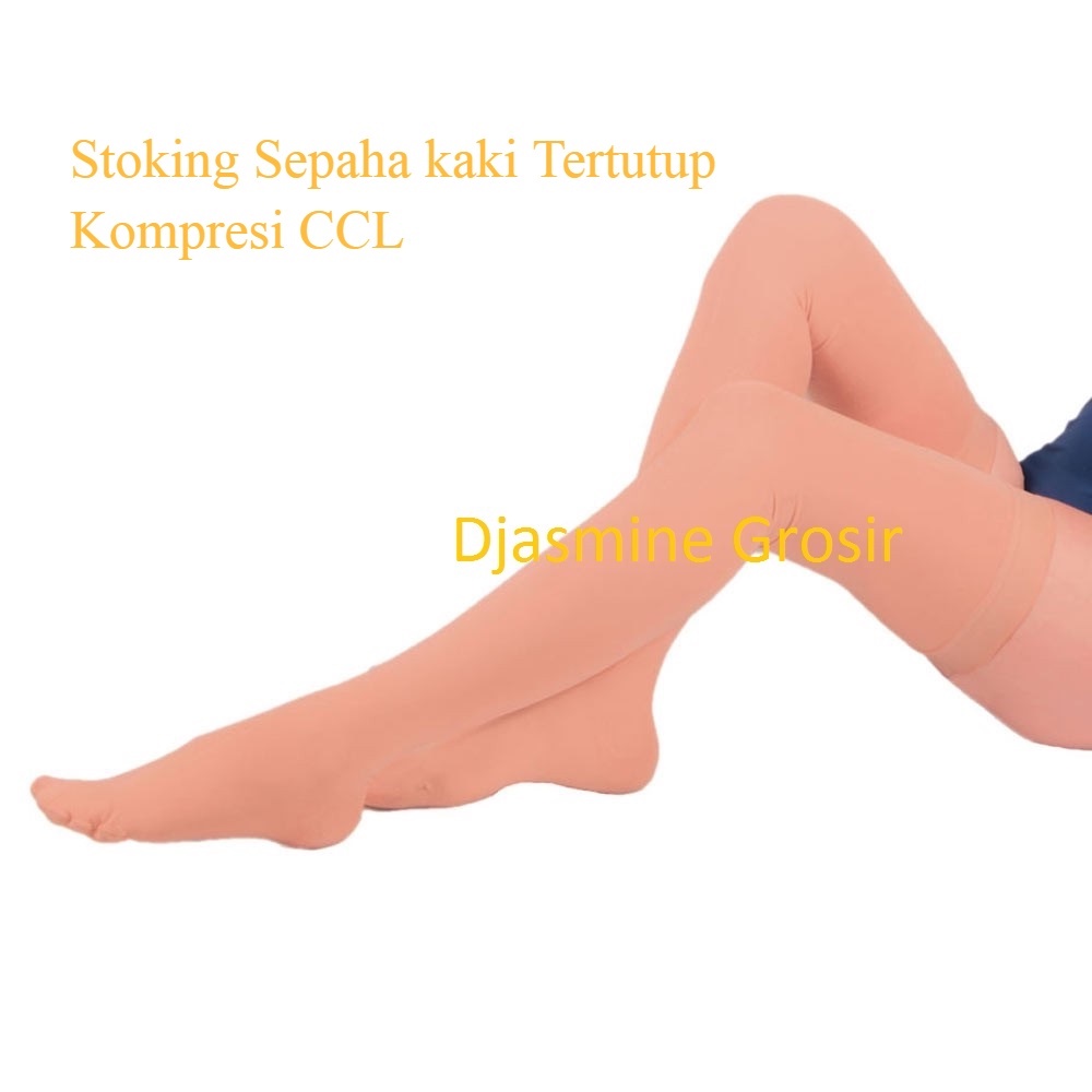 Variteks 931 Thigh High Closed Toe CCL 1 Stocking Varises Varises Kaki Tertutup Sepaha