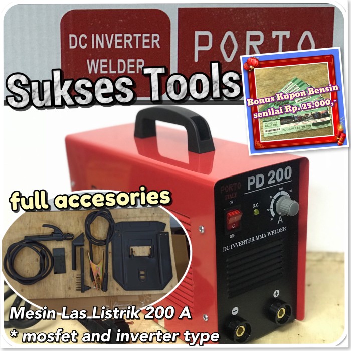 100% Porto PD200 Mesin Las Listrik 200 A Trafo Las Listrik PD 200