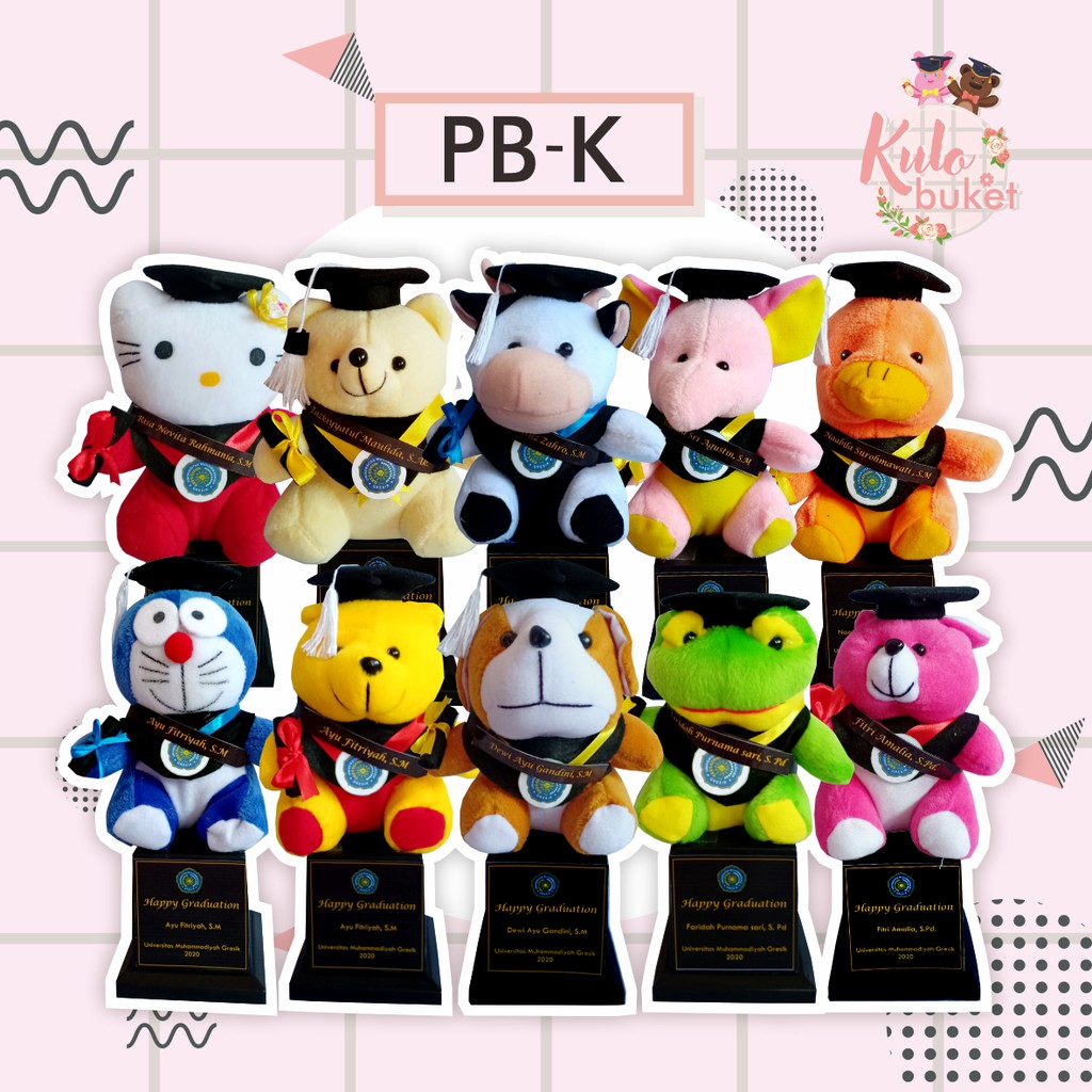 Piala Boneka Wisuda Karakter Mika | Hadiah Wisuda Murah Boneka Wisuda Gresik Boneka Wisuda Surabaya