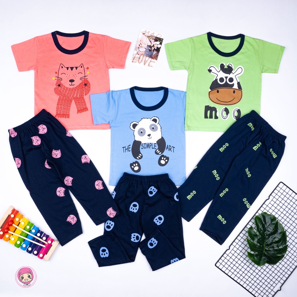 Setelan Baju Tidur Anak Cowok / Unisex CP 1-6 Tahun &quot;Simple ART Edition&quot;