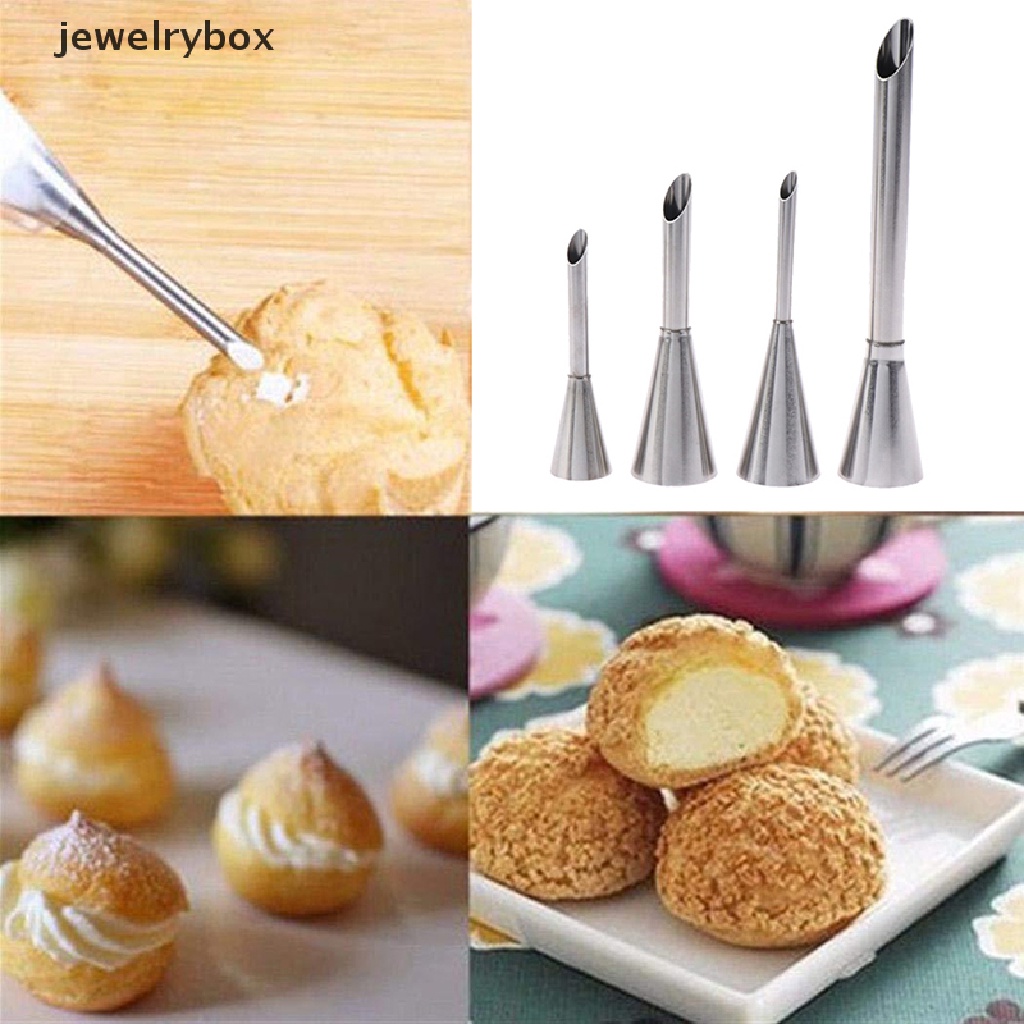 (jewelrybox) 4pcs / Set Nozzle / Spuit Piping Puff Eclair Untuk Dekorasi Kue / Cupcake / Pastry