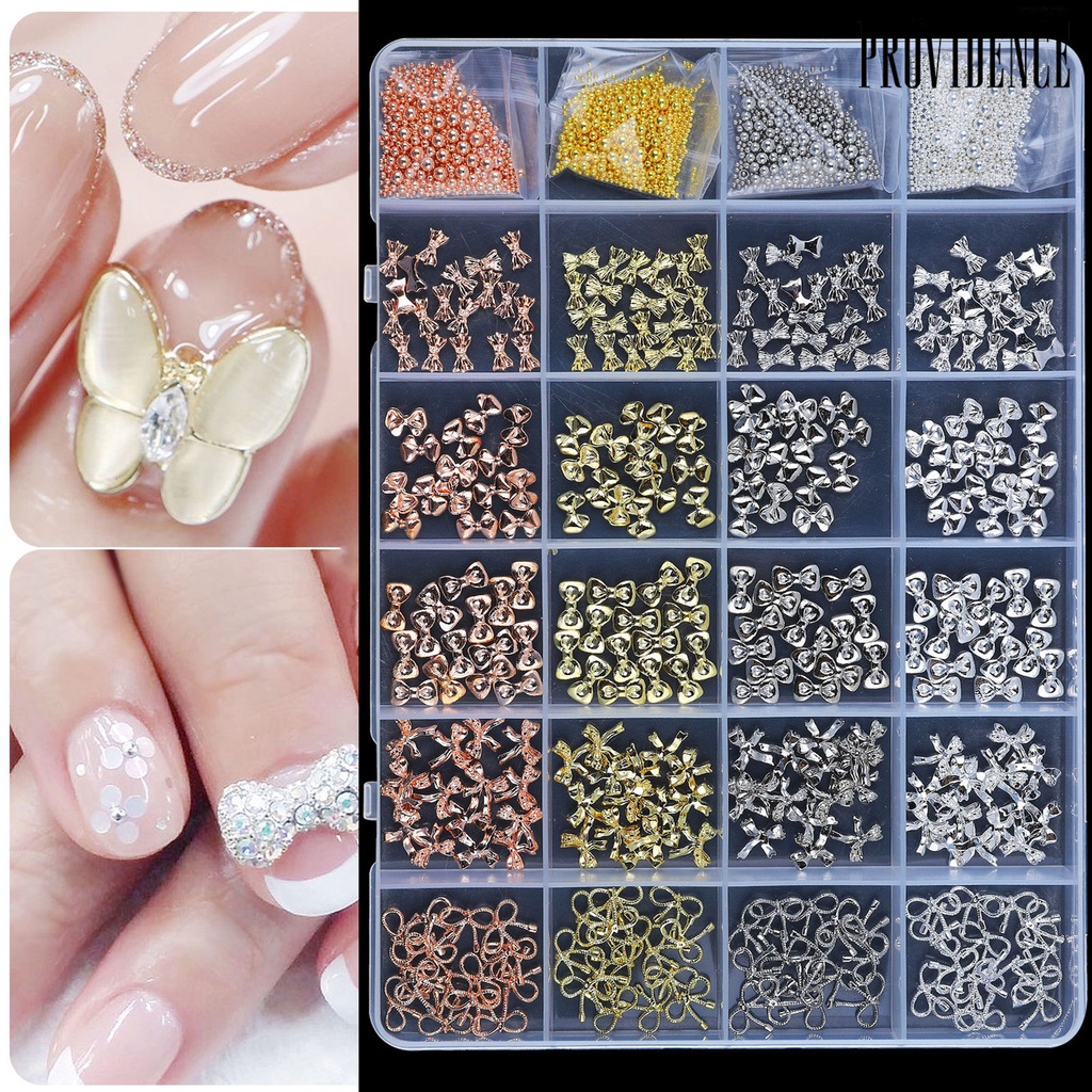 Providence 24Grids/Box Flat Back Nail Rhinestones DIY Easily Stick Mixed Colorful AB Nail Art Glitter Decorations for Manicure