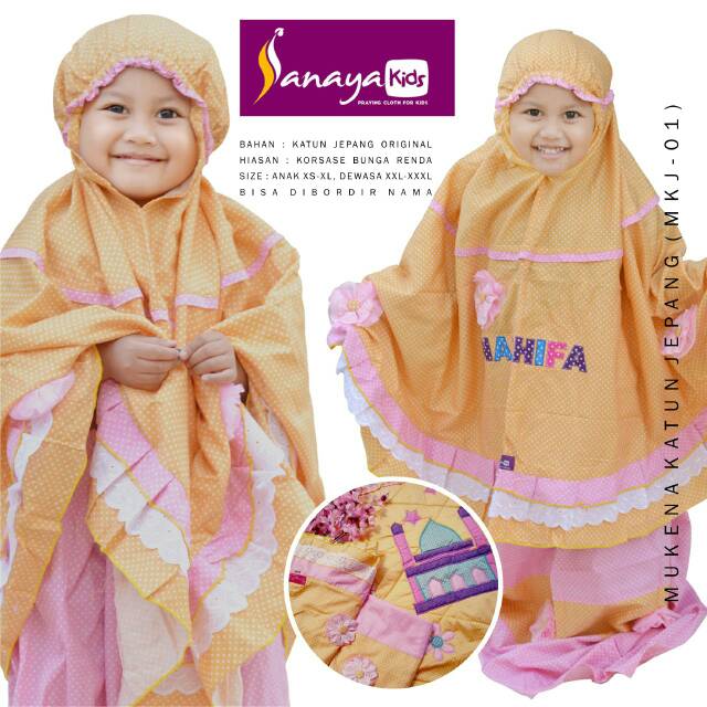 ORIGINAL MUKENA ANAK // MUKENA KATUN // MUKENA KATUN JEPANG KUNING