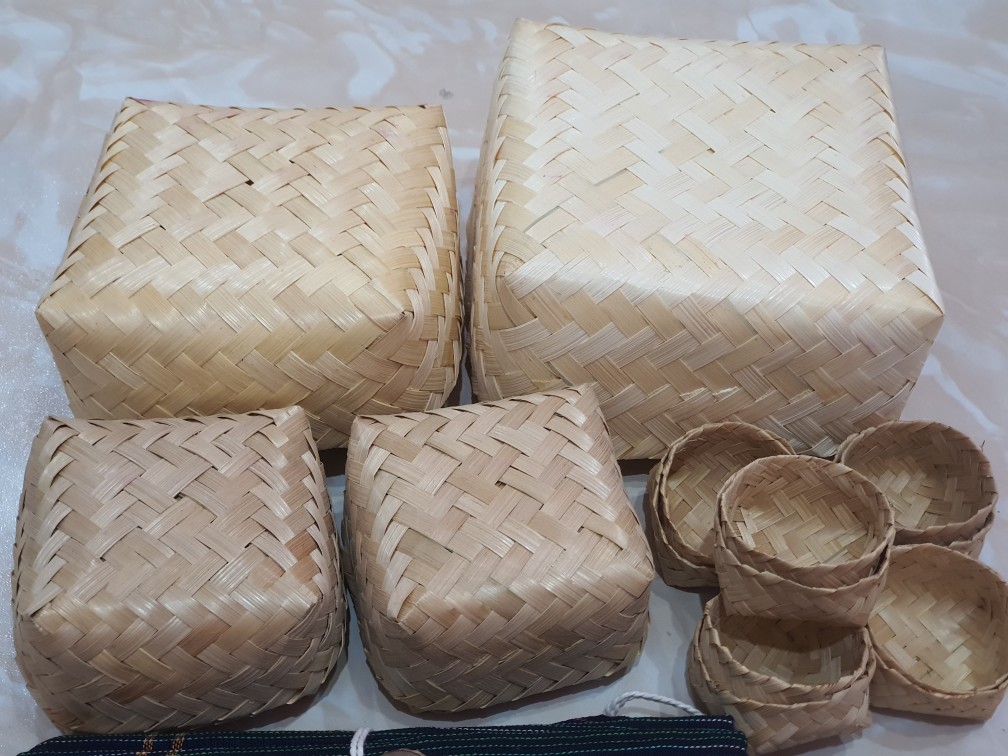 Besek Natural/ Blicing 15x15x7cm  Besek Anyaman Bambu Murah Besek Makanan Besek Bakul
