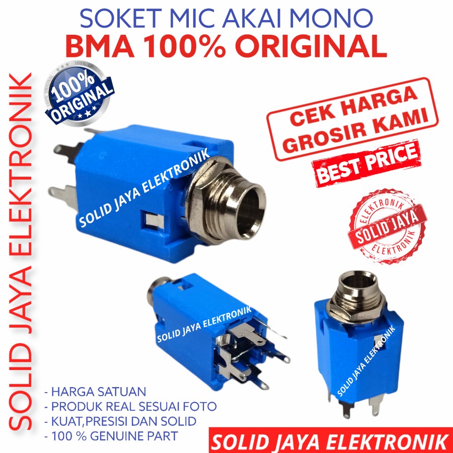 SOKET AKAI MONO BMA ASLI ORIGINAL SOKET MIC SOCKET FAMALE CEWE PEREMPUAN KONEKTOR CONNECTOR 5P BIRU 6305B 6305 B AKAI MONO BMA ASLI ORI ORIGINAL