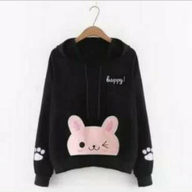 Sweater Hoodie Kucing Kaos Wanita Roundhand Cewek Imut Happy Cat 2