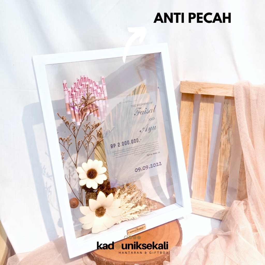 ANTI PECAH!!!! Custom Mahar Rustic 36x26 cm transparan / Frame mahar rustik rustic / Mahar Murah