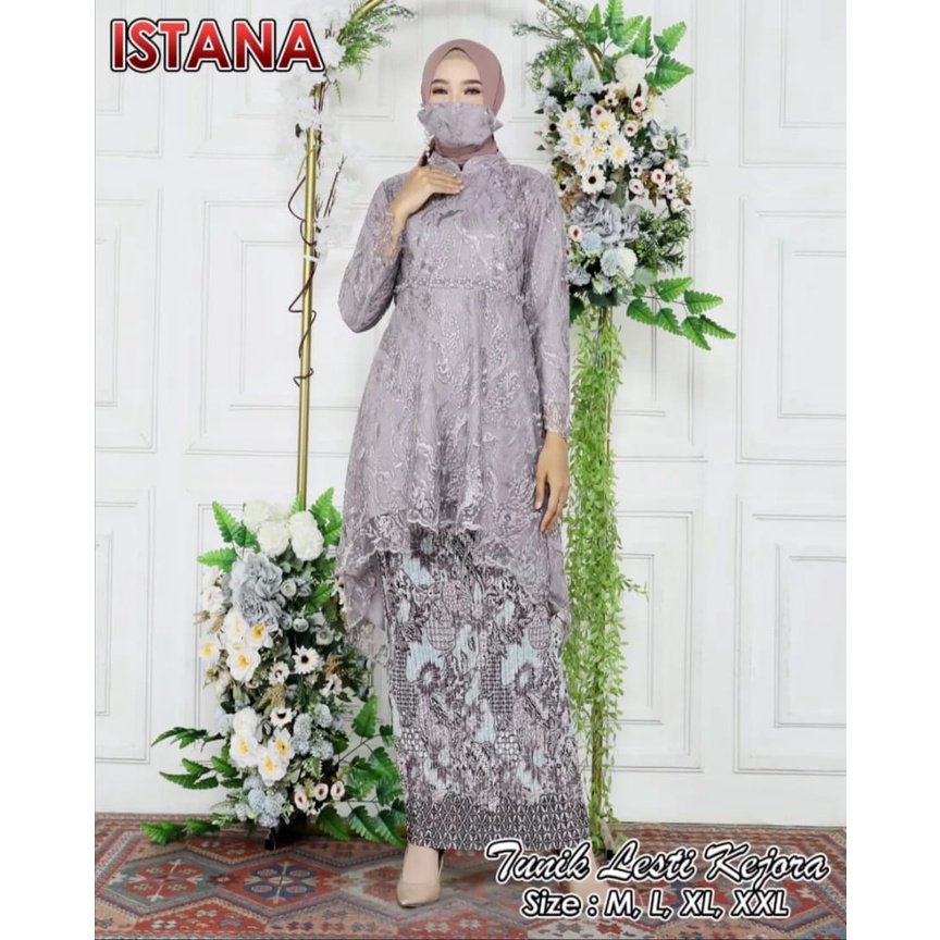 Setelan Tunik Lesty Kejora Terbaru 2022//Setela Tunik tille Mutiara Premium/Baju Kebaya Termurah/Baju Kebaya Tile Full Payet/baju kurung/pakaian wanita Termurah/seragam Pesta Kekinian/pakaian tradisional/set baju kebaya termurah