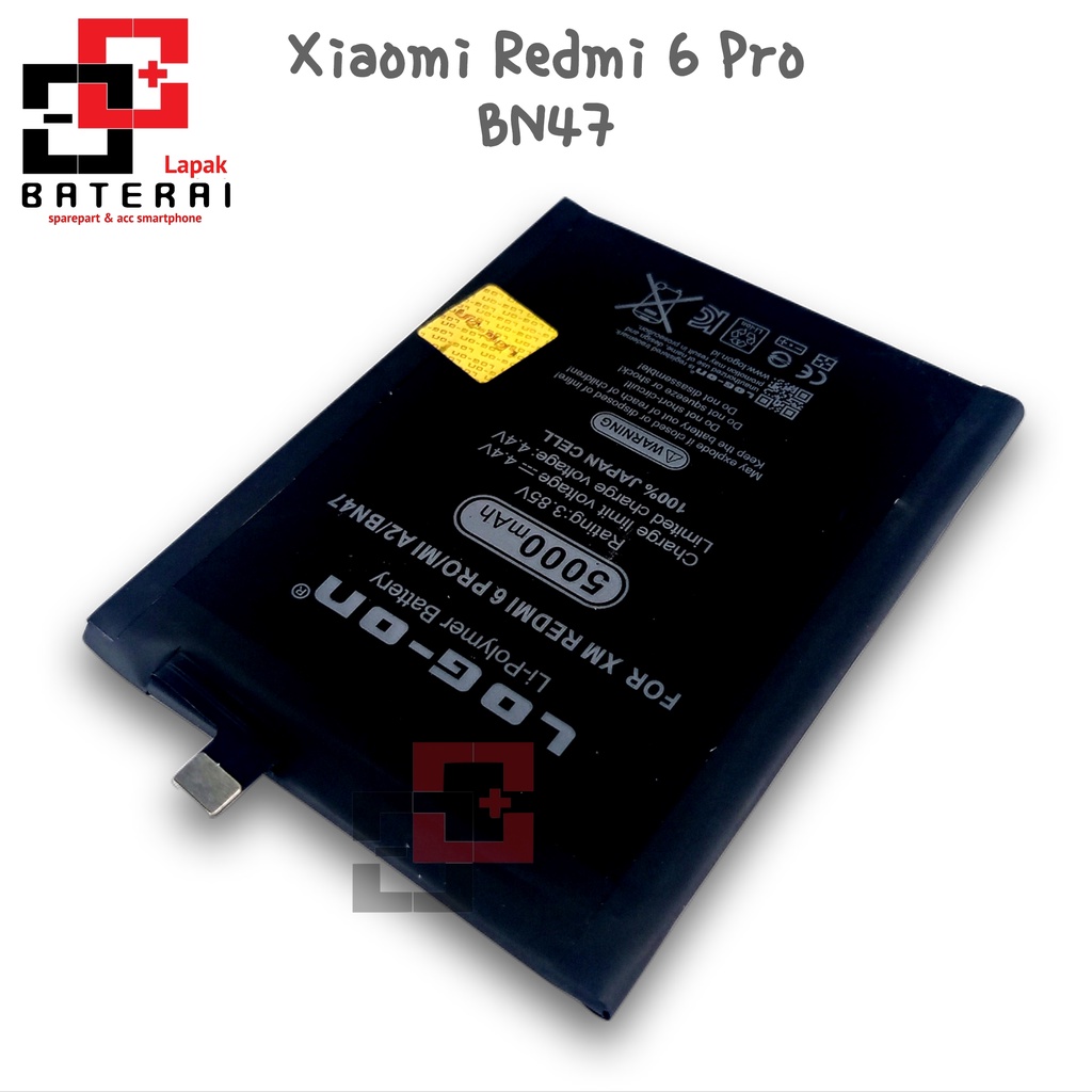 LOG - ON Baterai Xiaomi REDMI 6 PRO / MI A2 lite BN47 - batre Xiaomi MIa2 lite BN-47 battery ORIGINAL