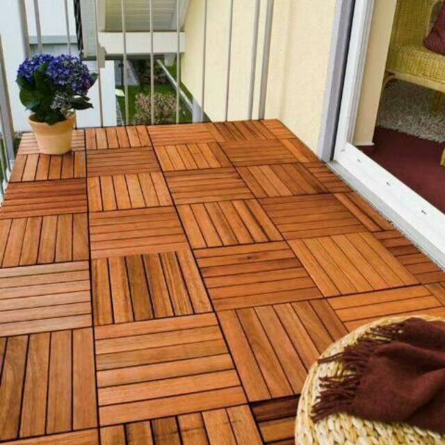 PARKET LANTAI  KAYU  WOOD PARQUET DECKING GARDEN TILE 