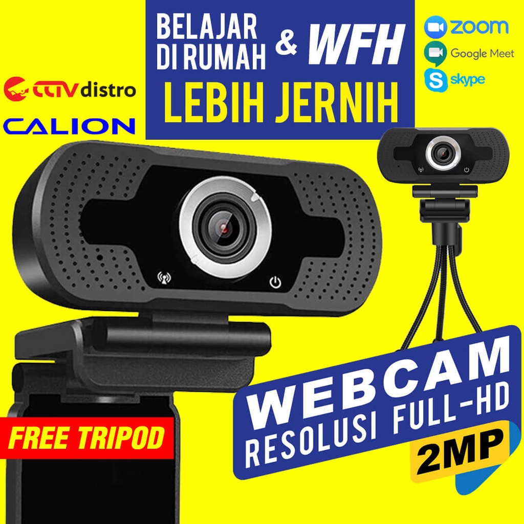 Webcam PC Laptop Full HD 1080P FREE Tripod | Web Camera USB Mini | Kamera Web Cam Calion CAL-2006WA