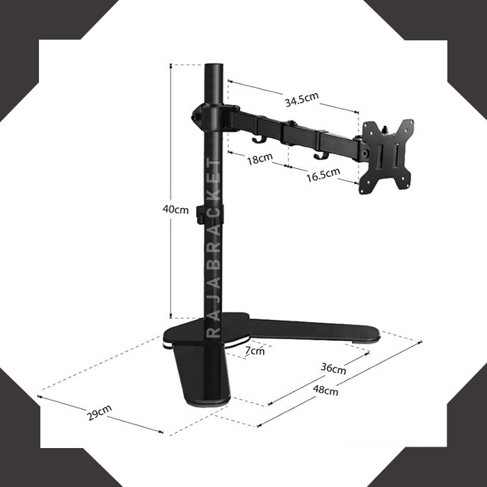 Bracket Monitor 13 - 27 inch, Single Screen Display Free Standing Desk Stand