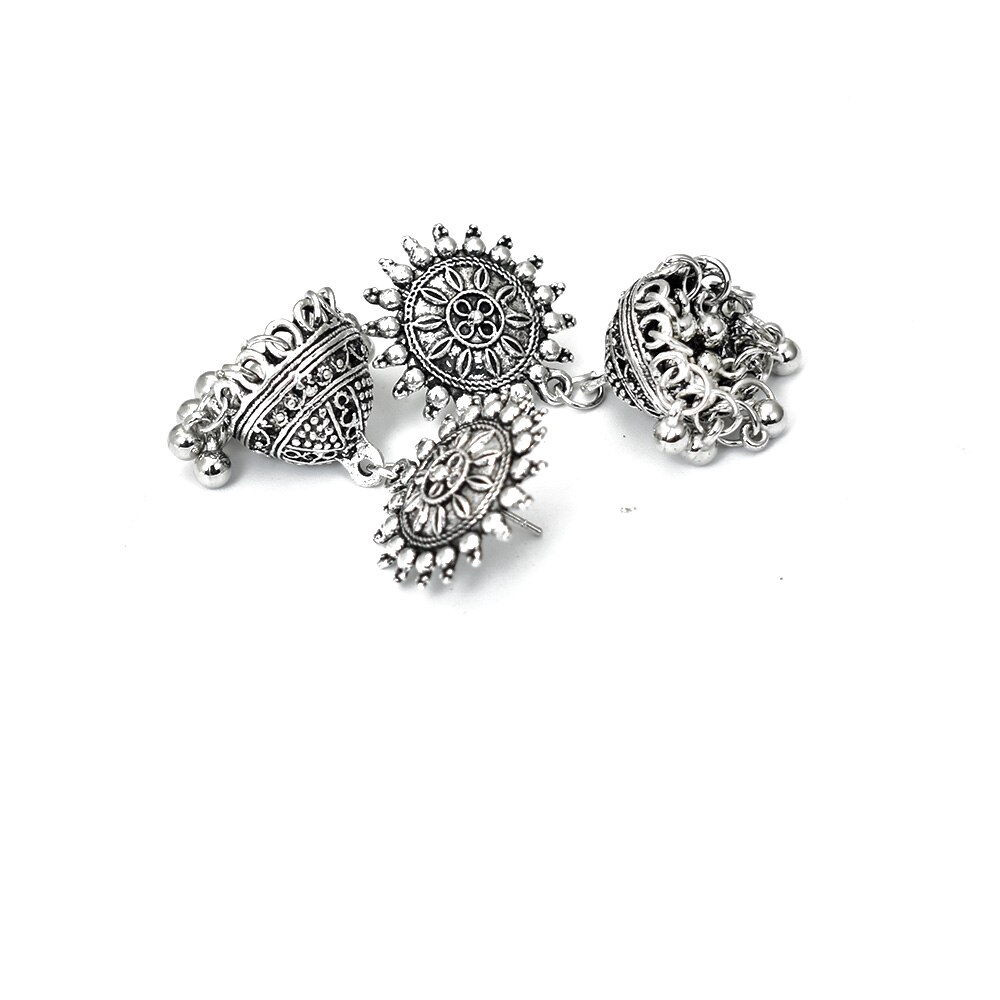 Anting Rumbai Manik-Manik Antik Warna Emas Perak Gaya Vintage Indian Tribal Untuk Wanita