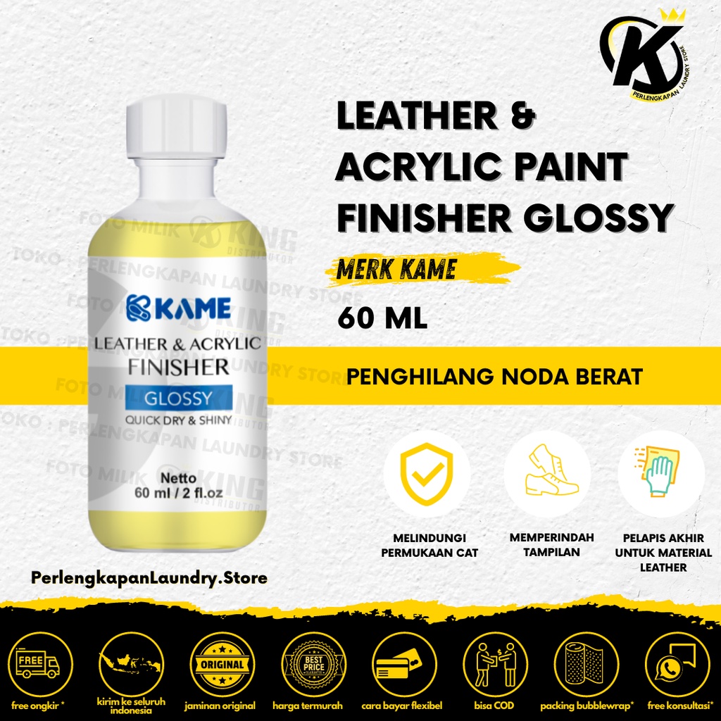 

Pelapis akhir bahan Leather l Finisher Cat Glossy/ Matte | Leather Paint Finisher 60 ml KAME