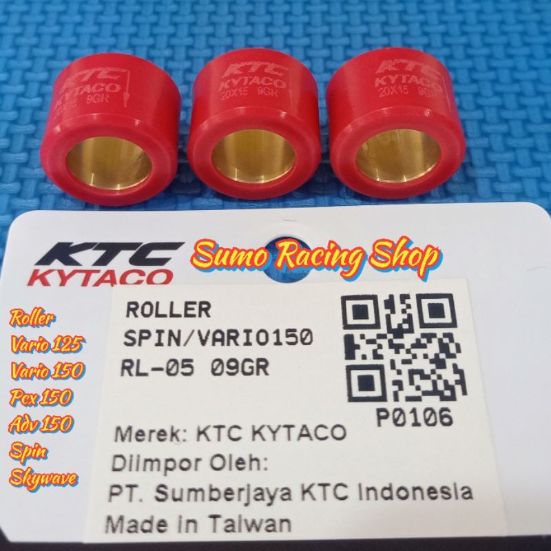 Roller Ktc Kytaco 9 Gram (3pcs) Vario 125 / Vario 150 / Pcx150 / Adv 150 / Spin / Skywave