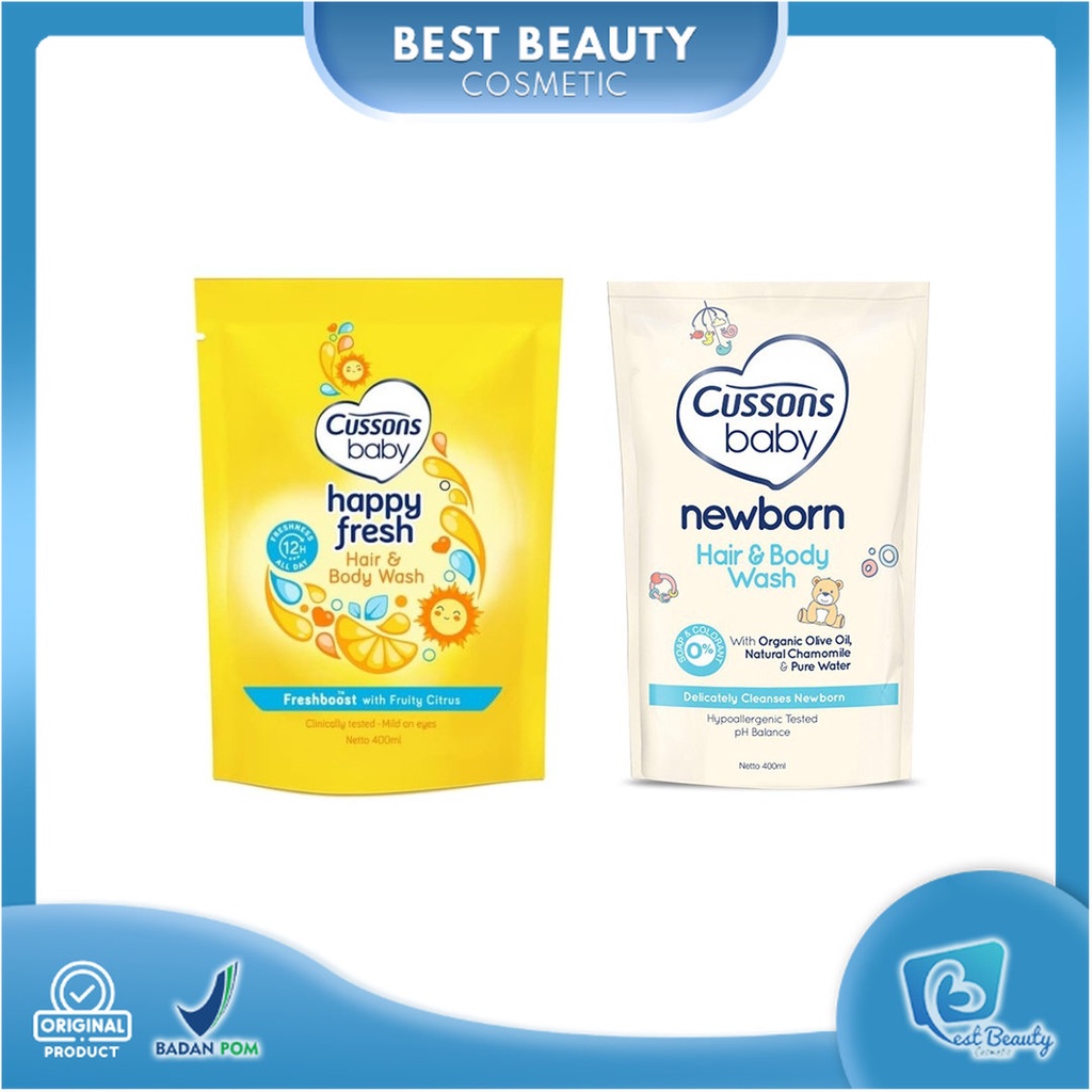 ★ BB ★ Cussons Baby Hair &amp; Body Wash - Newborn - Happy Fresh | Sabun Bayi 2in1 Refill 400ml