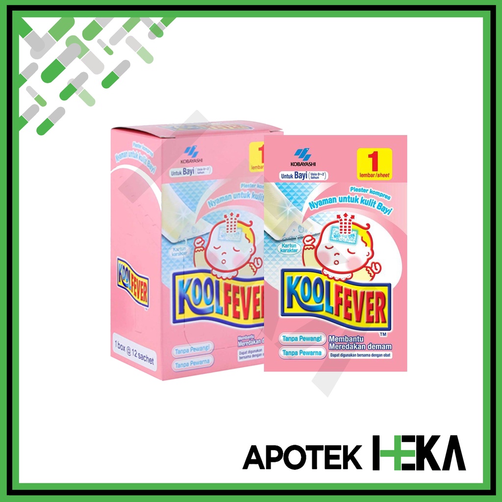 Koolfever Plester Kompres Demam Bayi Box 1x12 Sachet Pink Kartun Baby (SEMARANG)