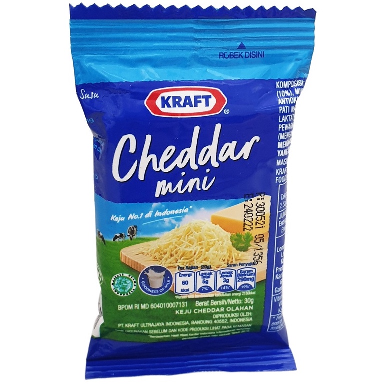 

Kraft Cheddar Mini 30gr Cheese Keju Chedar Olahan