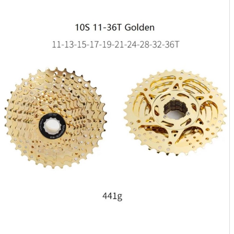 Sunshine Sprocket Sepeda 10 Speed 11-36T Sprocket Gear Sepeda Gold