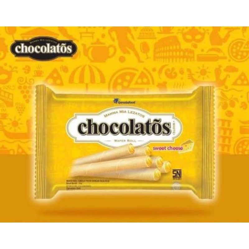 

CHOCOLATOS Wafer Roll Sweet Cheese Family Pack 27gr (Sebelumnya 30gr) (ECER)