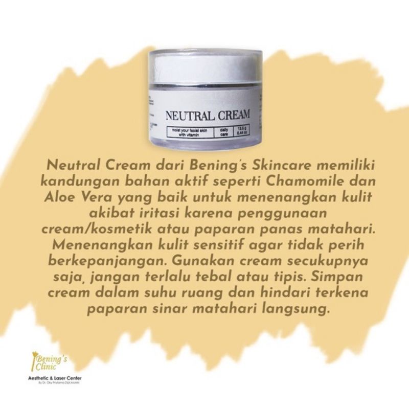 NEUTRAL CREAM BENINGS SKINCARE | KRIM NETRAL BENINGS SKINCARE CLINIC | UNTUK ANTI IRITAS