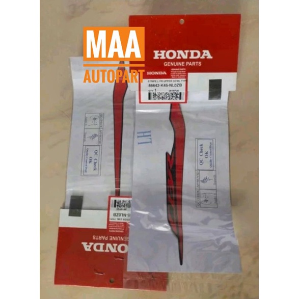 Stripe Front Upper Cowl Sticker Stiker Tameng Depan CBR 150R K45R 2021 Dominator Matte Black Asli