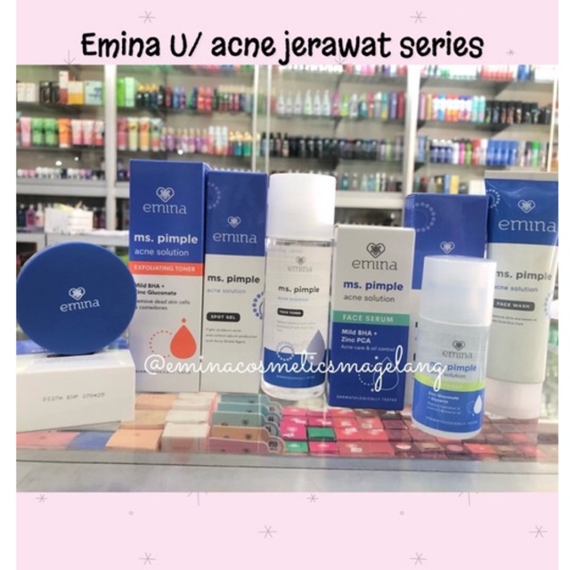 EMINA MS PIMPLE ACNE SOLUTION ALL SERIES | MOISTURIZER | TONER | FACEWASH | BEDAK | SPOT GEL | FACE 