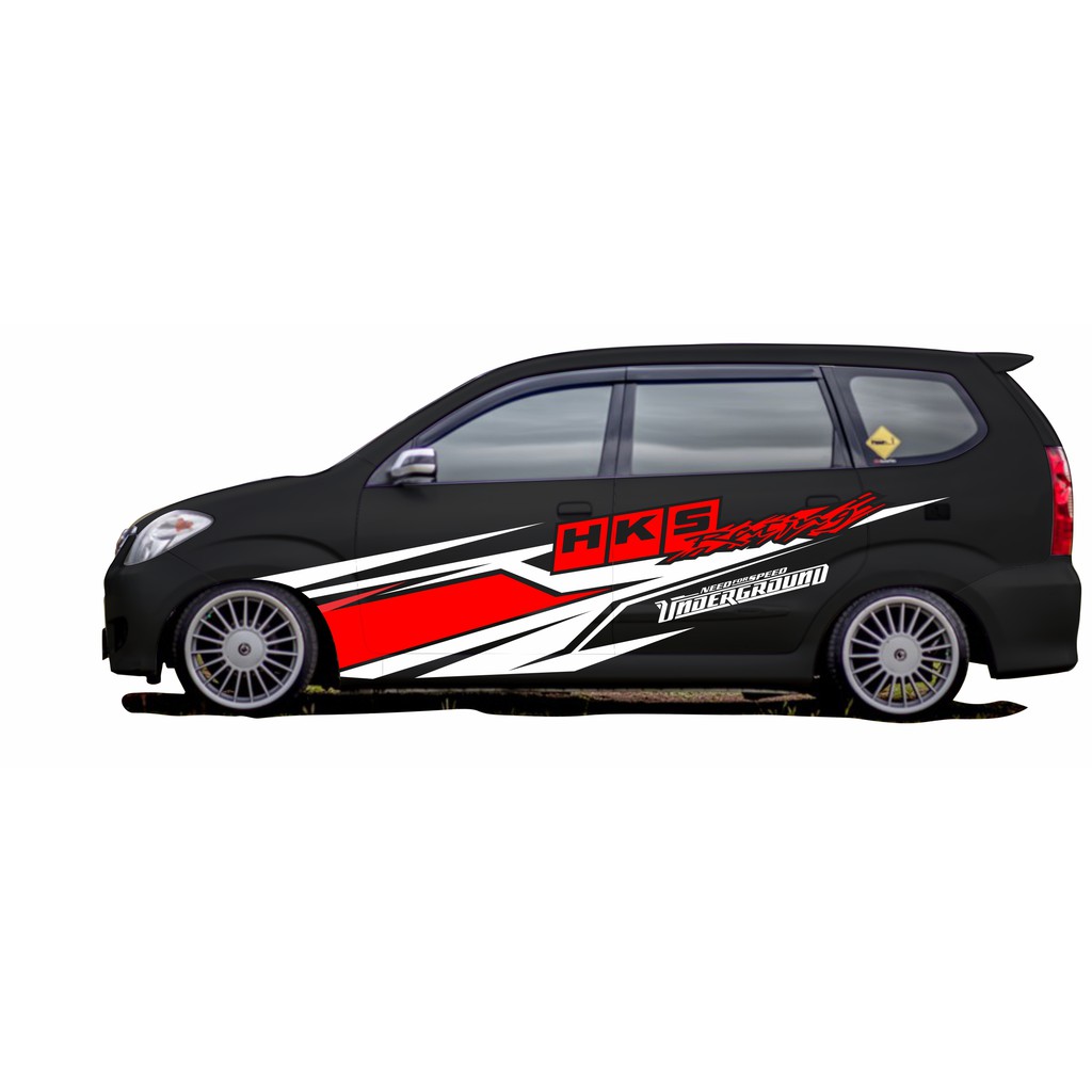 Stiker Mobil Avanza Hks Racing Warna Merah Putih Shopee Indonesia