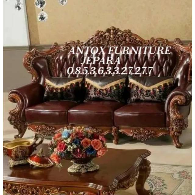 Kursi tamu barcelona ukiran asli mebel Jepara
