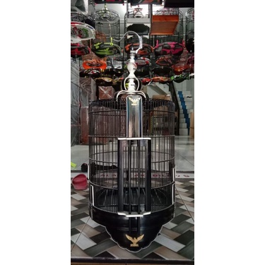 SANGKAR ANIS RADJA BAMBU LIS AKRILIK HITAM/COKLAT