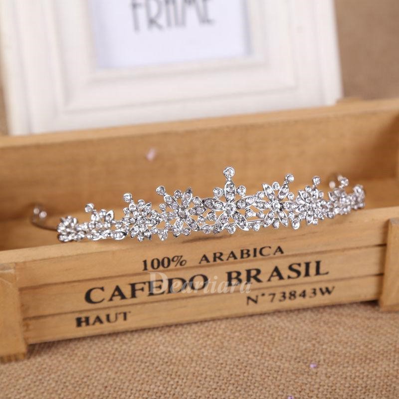 Crystal Wedding Bridal Tiara Crown Untuk Wanita Prom Diadem Hiasan Rambut