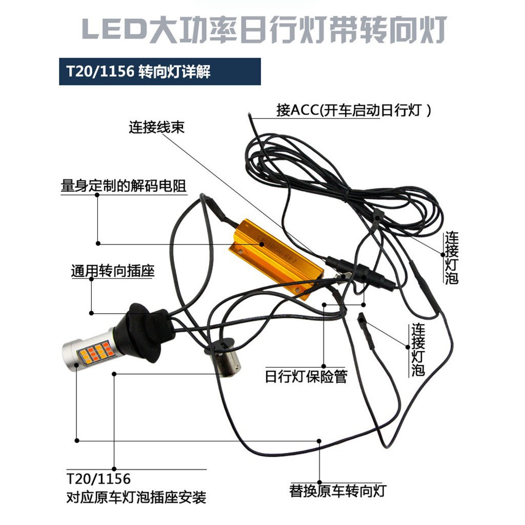 Lampu LED DRL Mobil Dual Model T20