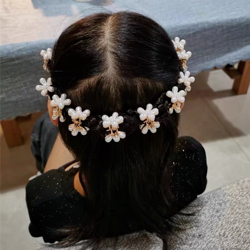 Magic789 Jepit Rambut Mini Model Bunga Dengan Mutiara Untuk Bayi / Anak Perempuan