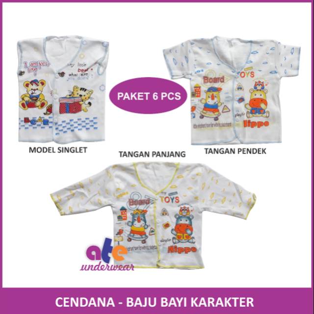 AT105-ECER Baju bayi baju bayi singlet tangan pendek dan panjang