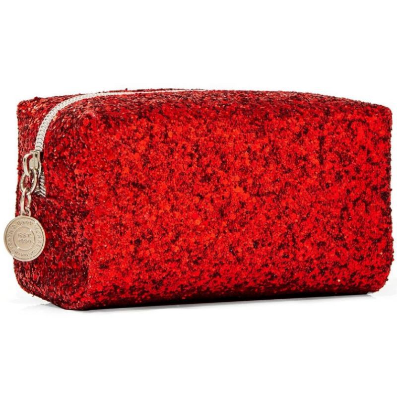 BATH &amp; BODY WORKS BBW RED LIGHT PINK POUCH GLITTER RED POUCH COSMETIC BAG P14 x L7.5 x T7,5 cm