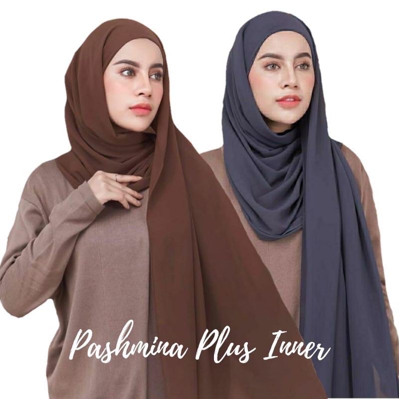 TERMURAH PASHMINA + INNER / PASHMINA 2 IN 1 / HIJAB INSTAN / PASHMINA INNER CERUTTY BABYDOLL PREMIUM