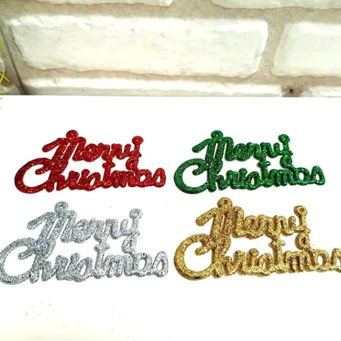 

Tulisan Merry Christmas Mini isi 4 Emas Gliter Hiasan Parcel Box Kue