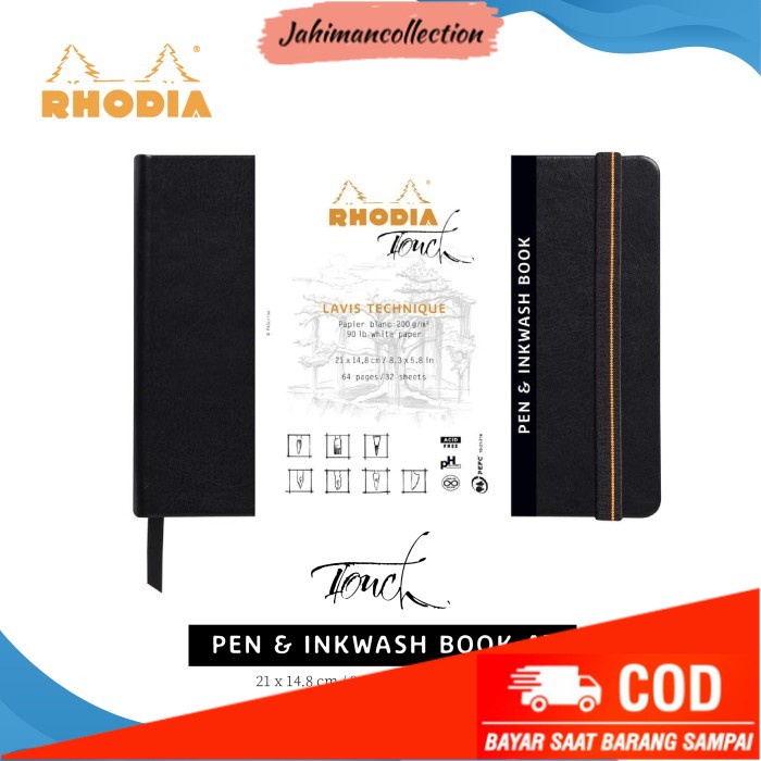 

✨ BISA COD ✨ Buku Sketsa Rhodia Touch A5 Lavis Technique Pen Inkwash Sketchbook