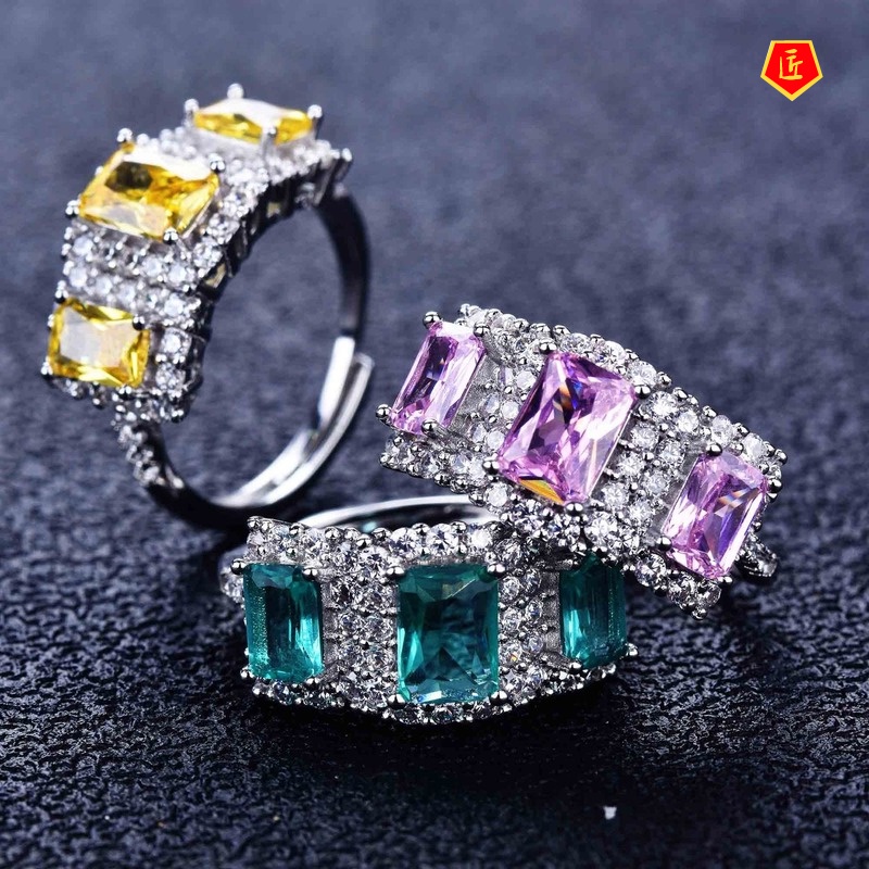 Cincin Full Berlian Imitasi Warna Pink Untuk Wanita