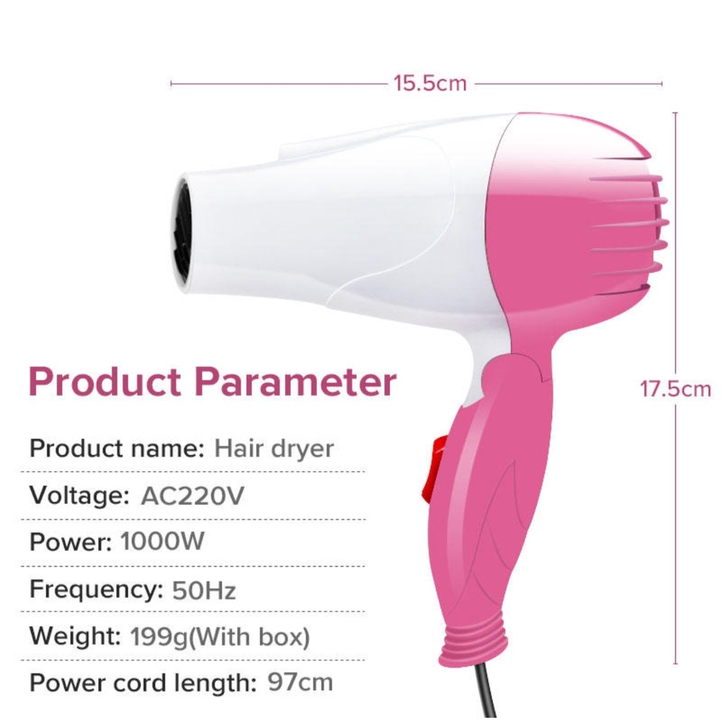 Hair Dryer Mini Pengering Rambut Portable Low Watt Bisa Dilipat Ditekuk 350 Watt G Nova