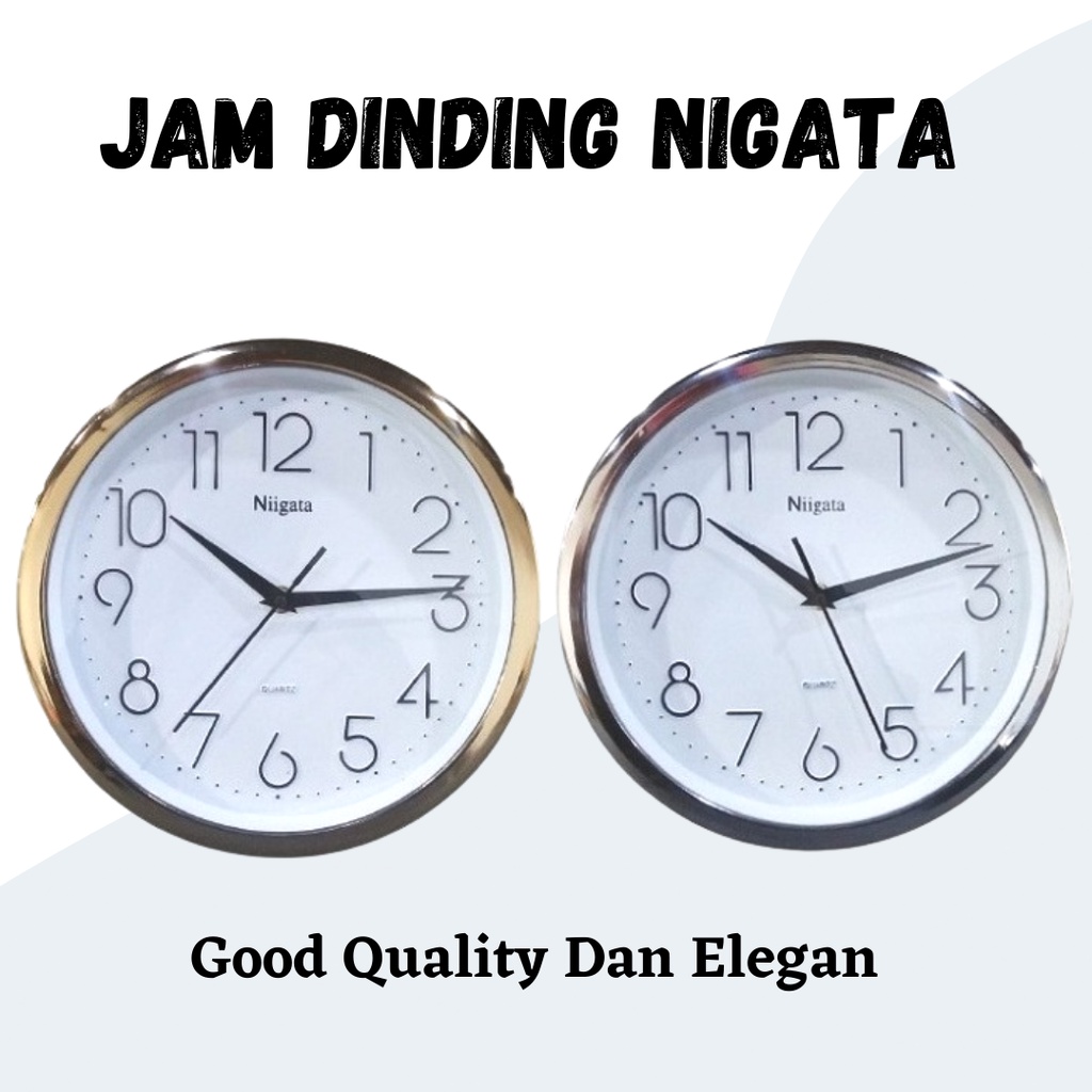 TERLARIS! JAM DINDING NIGATA BAGUS ELEGAN DEKORASI RUMAH MINIMALIS / JAM DINGDING BULAT SILVER GOLD