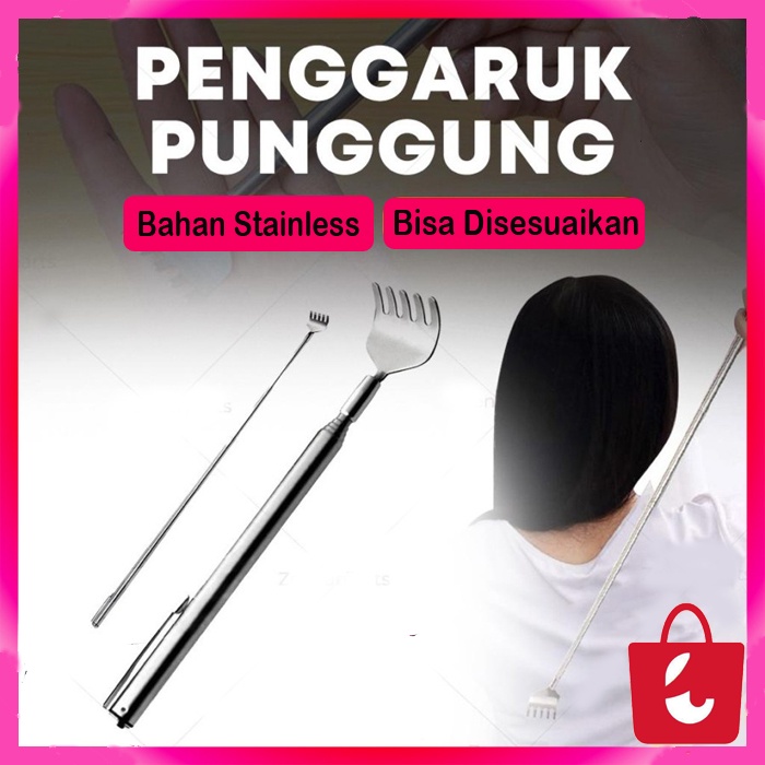 [Bisa COD] Alat Penggaruk Punggung Gatal Alat Garuk Badan Gatal Stainless Steel Scratch Scratching Itch Back