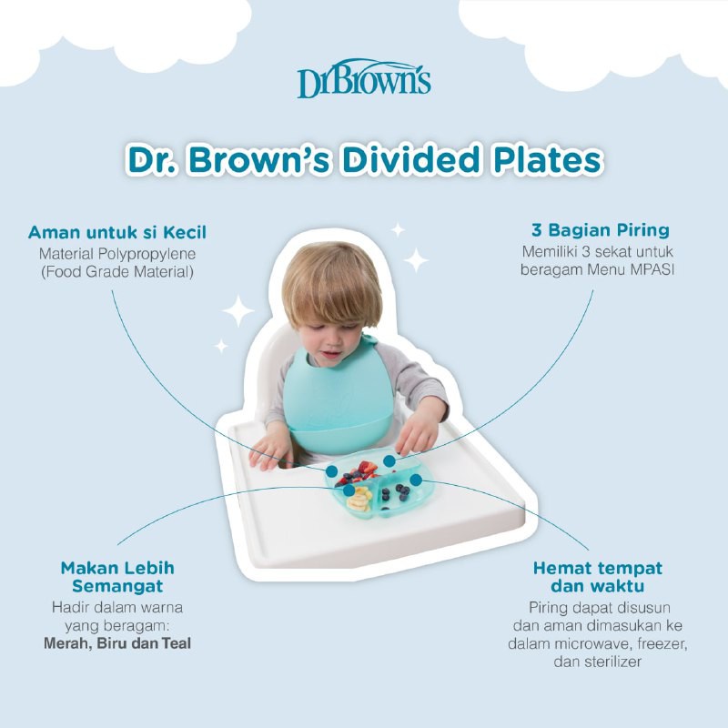 Dr. Brown's Divided Plates, 3-Pack (TF017) / Tempat Makan Bayi