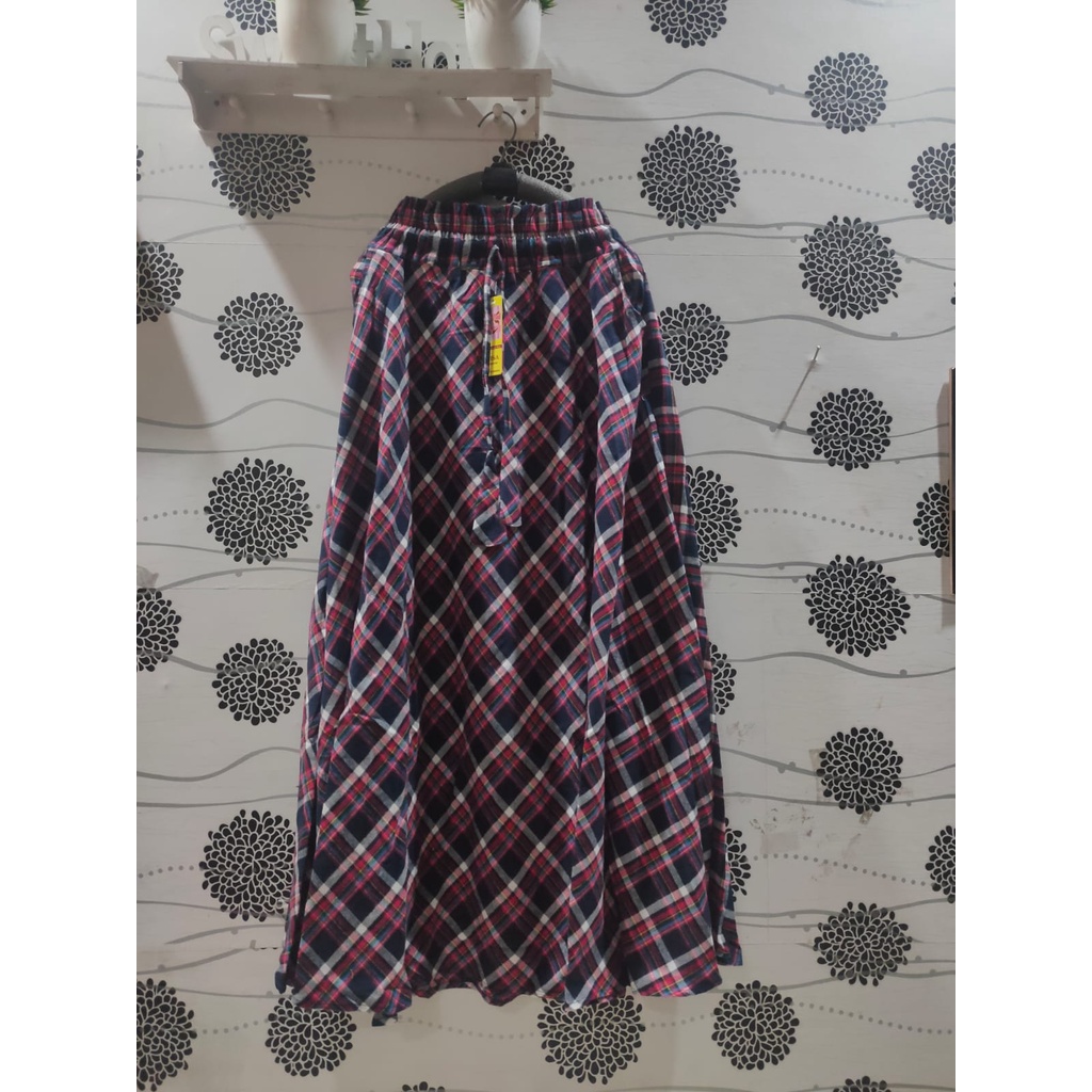 ROK FLANEL IMPORT PANJANG/ROK TARTAN/ROK KOTAK PAYUNG-Al