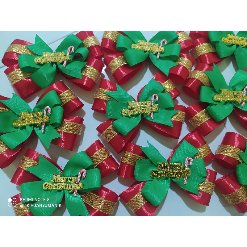 

Pita Natal Snowflake Resin dan Lonceng Emas / Hampers Natal / Ornament Natal / Pita Hampers / Dekorasi Natal / FREETAG