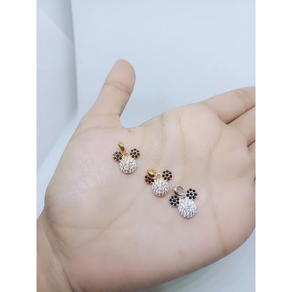 KALUNG NORI UKIR ANAK + LIONTIN KEPALA MICKEY MOUSE MP KOMBI MT HITAM/ KALUNG PERAK ASLI SILVER 925 LAPIS EMAS/ KALUNG FASHION ANAK TERBARU