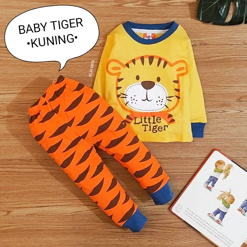 Klik Mds Setelan Baju Tidur Anak Bayi laki-laki Usia 0-18 Bulan Motif Baby Tiger / Setelan Bayi Laki