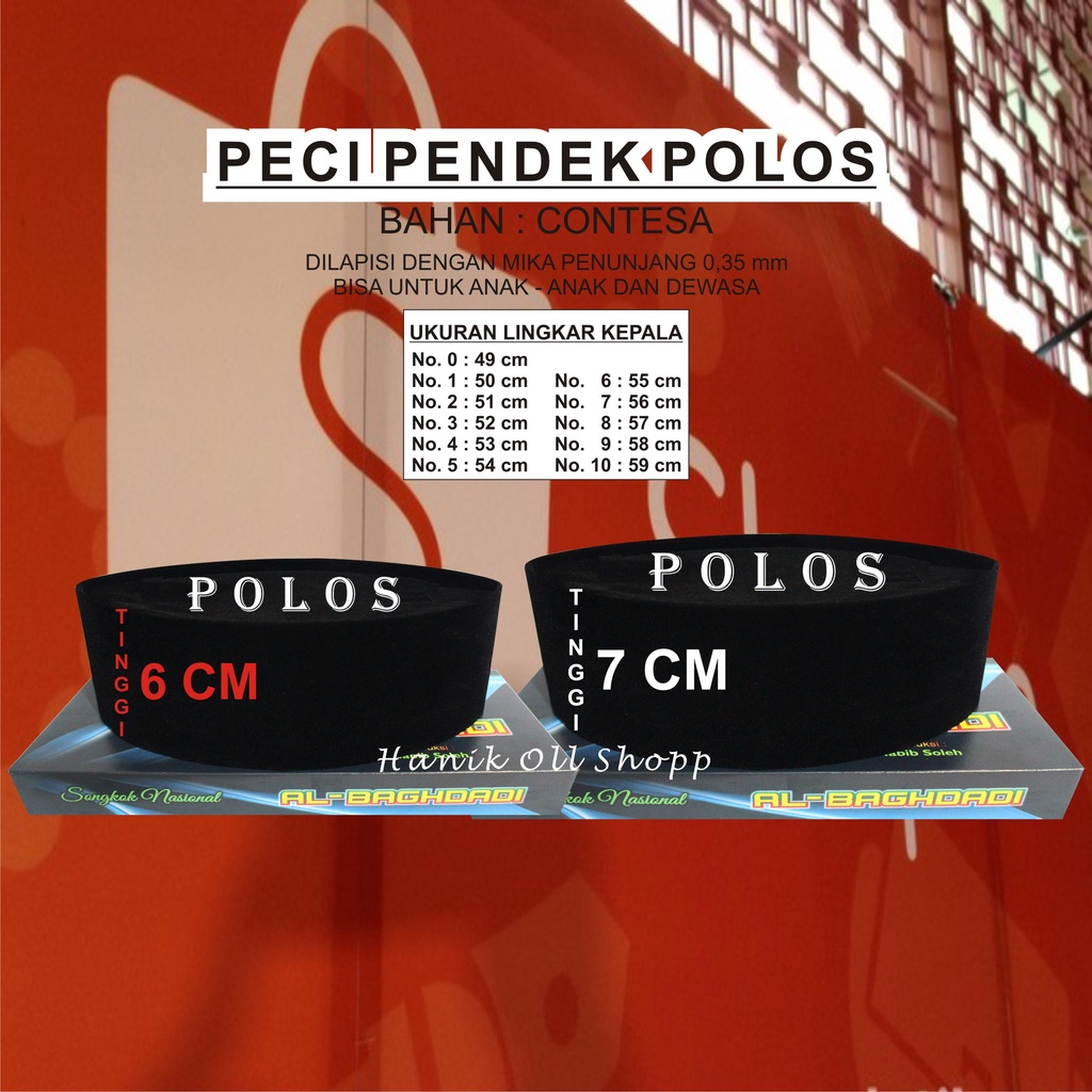 Peci Pendek Polos 6 7 8 cm/Peci Pendek/Peci Cak Lontong/Peci Anak/Kopiah Pendek/Songkok Hitam