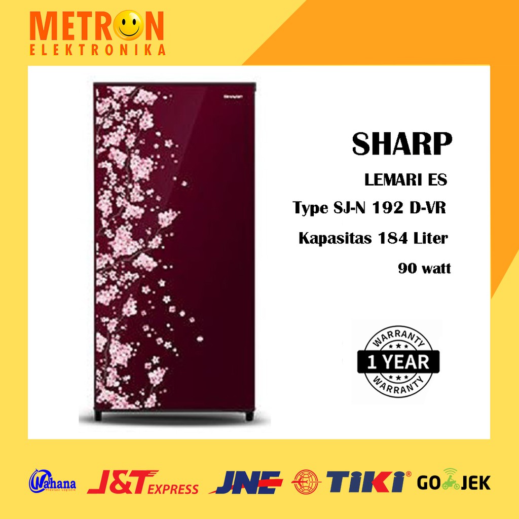 SHARP SJ N 192 D VR / SAKURA VIVID RED KULKAS LEMARI ES 1 PINTU / SJN192DVR