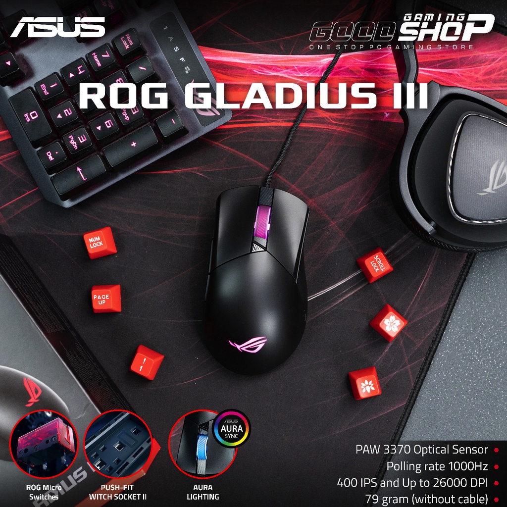 Asus ROG Gladius III - Classic Asymmetrical Gaming Mouse